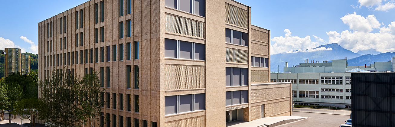 View of the south facade of the new building of the Lucerne School of Music