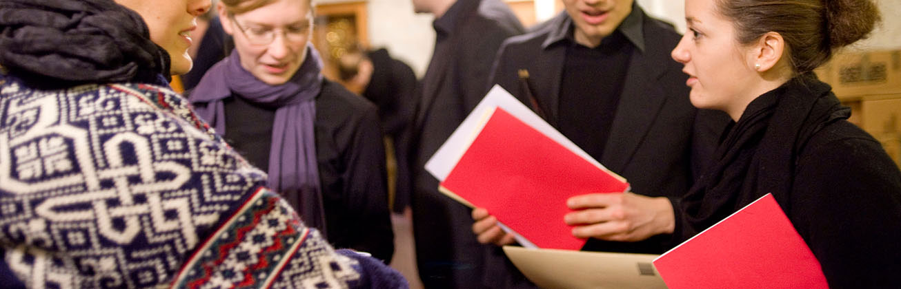 Young musicians talking to each other