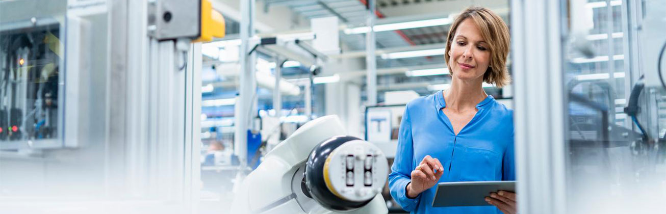 researcher in lab checking digital twin