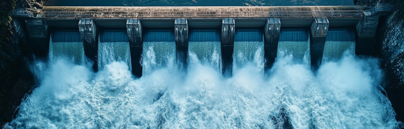 Ein Wasserkraftwerk von oben