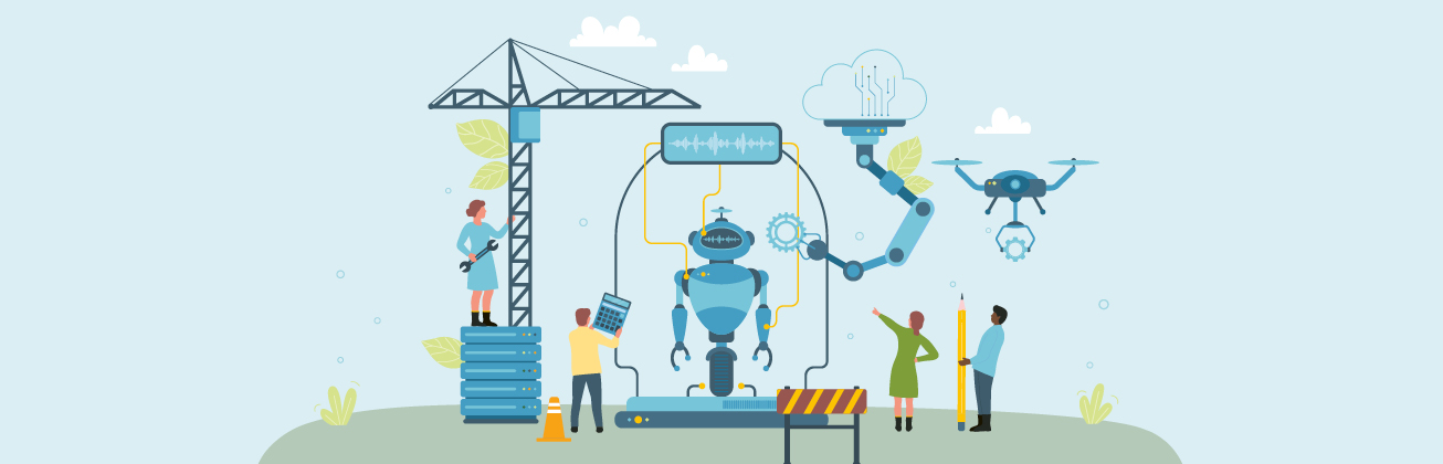 Illustation Zusammenspiel Technik und Informatik