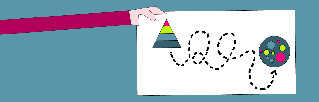 Grafik mit Dreieck, Pfeil und Kreis
