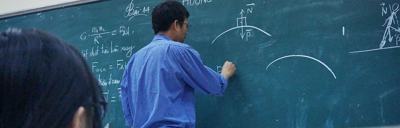 Lecturer at blackboard