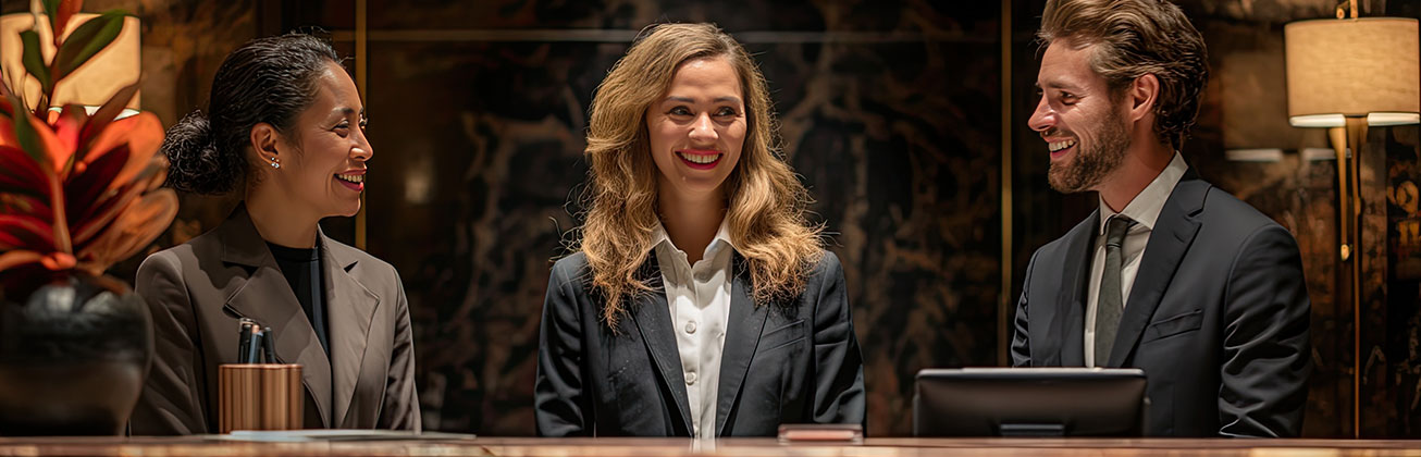 Smiling hotel employees