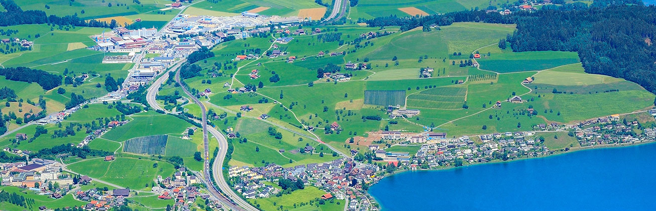 Vogelperspektive über Agglomeration Luzern