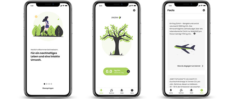 Prototyp der App Treeteam