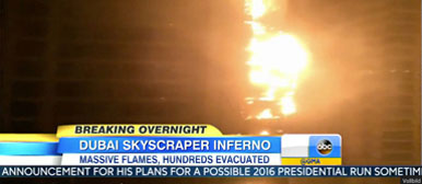 YouTube: «Dubai's Torch Tower Consumed by Flames», 2.2.2015