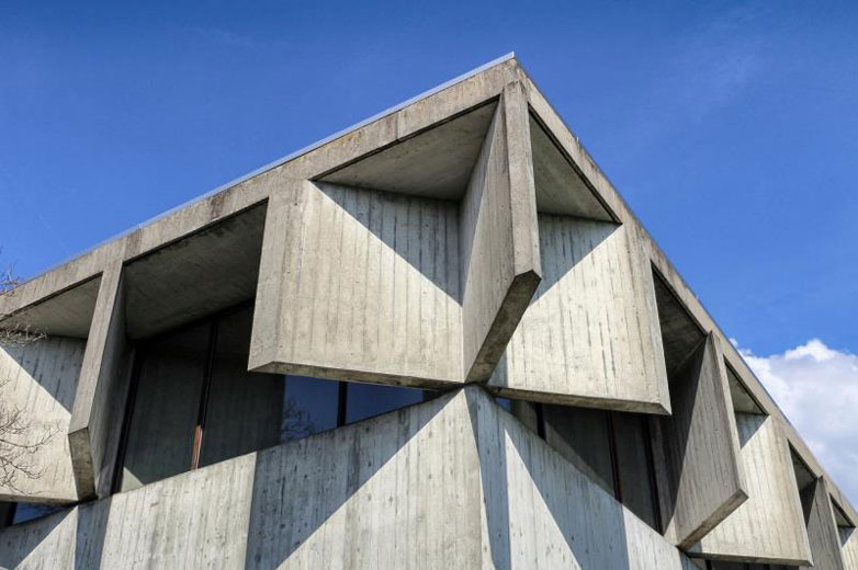 Kloster Baldegg, Dachrand (Detail), Architekt: Marcel Breuer, © Fotograf: Jonathan Ritler, 2017 (Hochschule Luzern – Technik & Architektur)