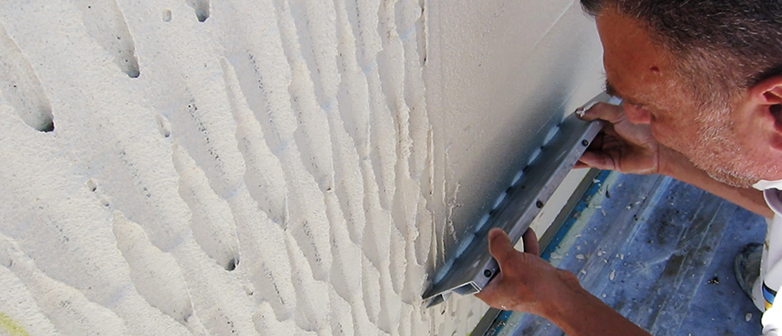 Detail Fassadenmuster mit Handwerker