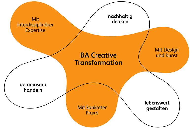 Infografik zum Kompass des Bachelor Creative Transformation. 