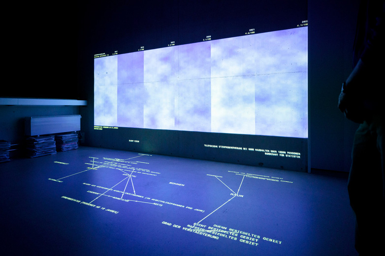 Beamer Projektion mit Wolken und Daten