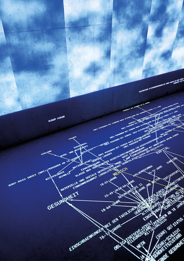 Beamer Projektion mit Wolken und Daten