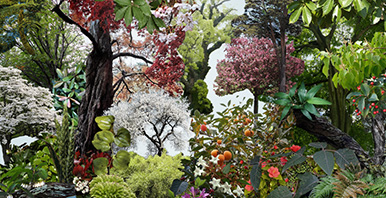 Computergenerierte Bäume, Pflanzen und Blumen 
