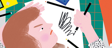 Illustration einer wütenden Zeichnerin