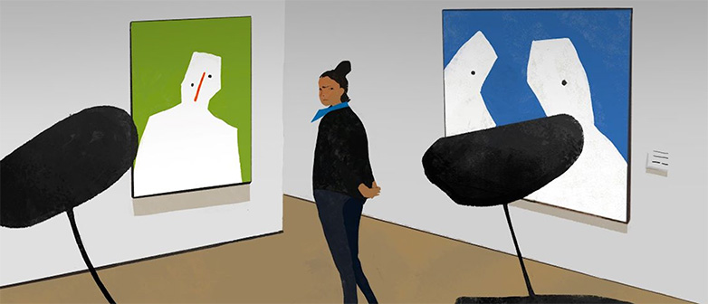 Illustration einer Ausstellungssituation