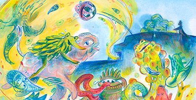 Illustration mit Fabelwesen