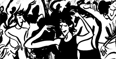 Illustration mit tanzenden Menschen