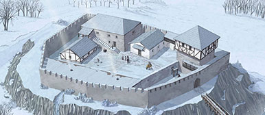 Schloss aus dem Mittelalter, Illustration von Jakob Naef