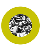 Grüner Kreis um grauen Material, Teaser für Austausch des BA Objektdesign.