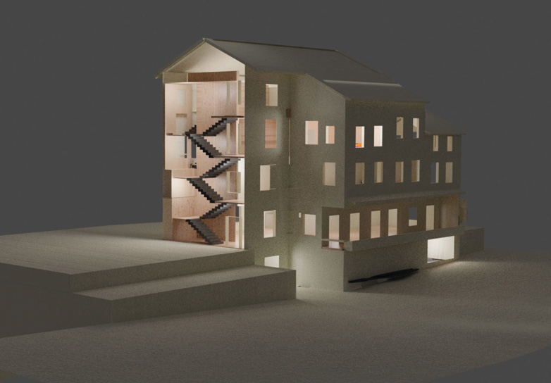 Visualisierung einer neuen Nutzung des Hauptgebäudes
