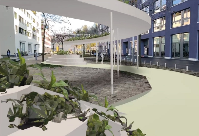 Visualisierung mit Pflanzen vom Siedlungsinnenhof