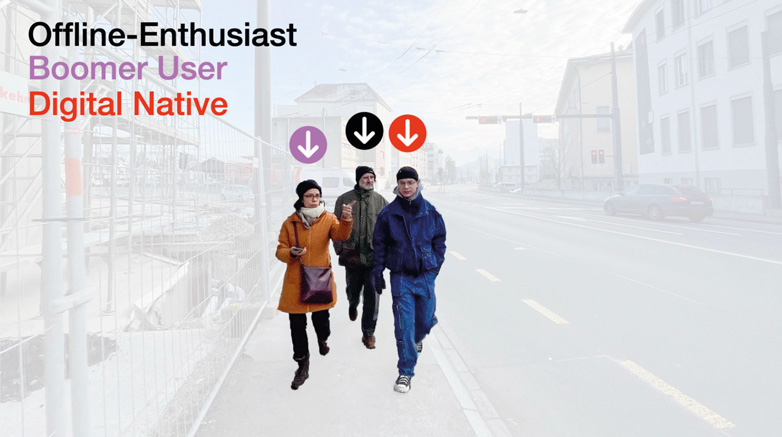 3 Student:innen, die auf dem Weg zur Uni sind