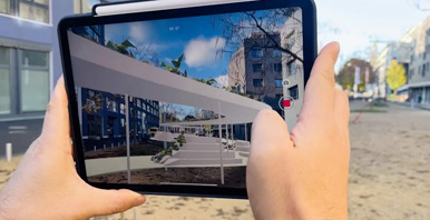 Spatial Design Studierende arbeiten mit AR