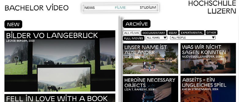 Ein Ausschnitt der des Video Blogs mit verschiedenen Videos und Projekten. 