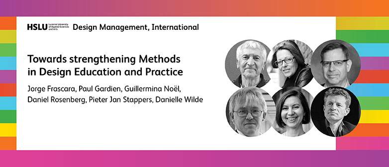 Visual for the Panel Discussion about Towards Strengthening Methods in Design Education and Practice with six speakers