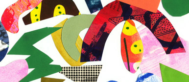 Illustration mit ausgeschnittenen Farbflächen