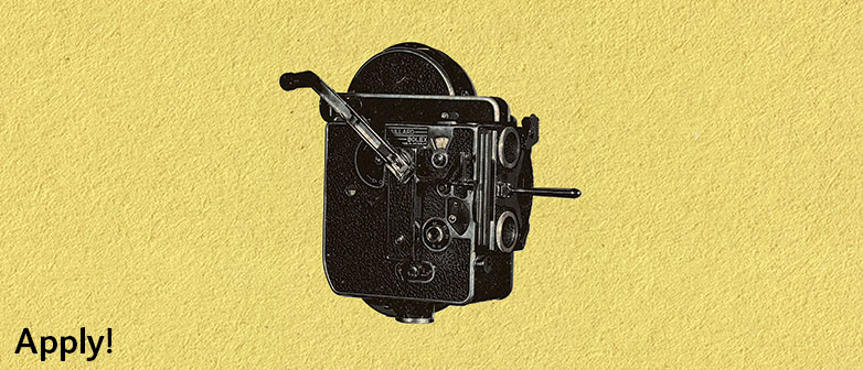 Eine Oldschool-Kamera auf einem gelben Hintergrund