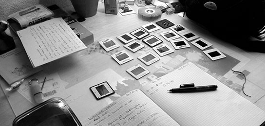 Arbeitssituation mit Dias