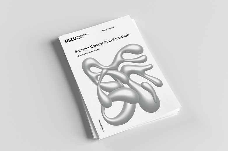 Visuelle Identität, Kommunikationsmittel und Ausstellungseinblicke des Bachelor Creative Transformation der HSLU, mit Printprodukten, Installationen, Workshops und Anwendungen im realen Kontext.