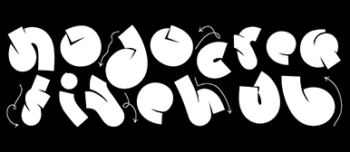 Ein weisser Schriftzug auf schwarzem Hintergrund, der Nodo Creative Hub schreibt. 