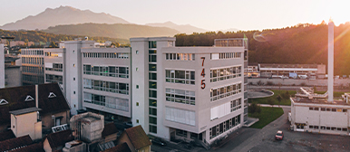 Eine Aussenansicht der Hochschule Luzern – Design FIlm Kunst. 