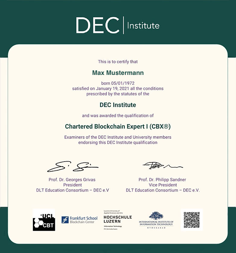 Das CBX-Zertifikat des DEC Institutes