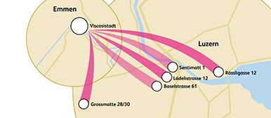 Grafik Infrastrukturpolitik Hochschule Luzern, Konzentration der Standorte