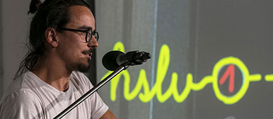 Person at microphone