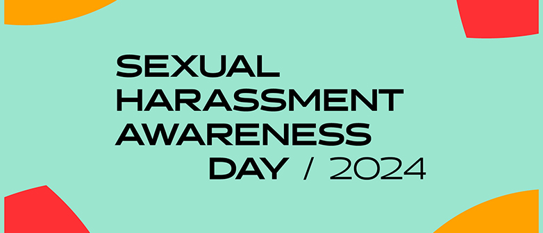 Text auf blauem Hintergrund Sexual Harassment Awareness Day 2024