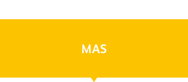 MAS in weisser Schrift auf gelbem Grund