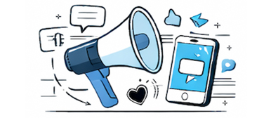 Illustration eines Megaphons und eines Smartphones