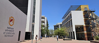 the campus buildings of NUST in Windhoek