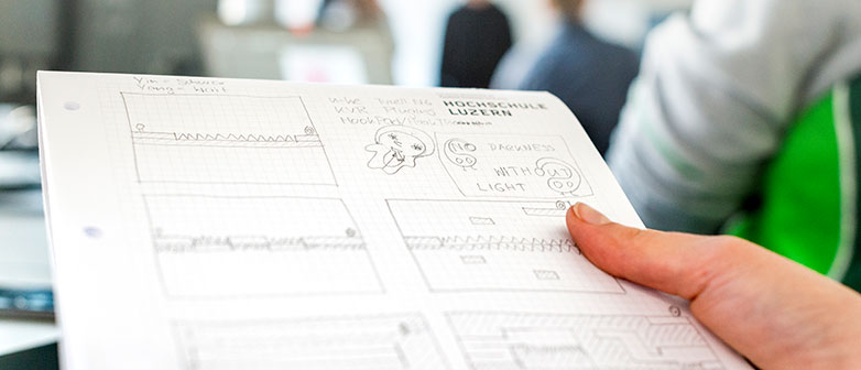 Game Storyboard auf Papier