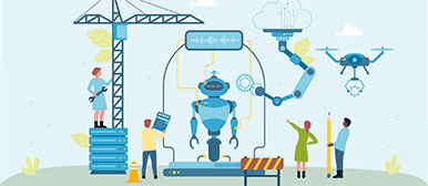 Grafik mit Robotern und Menschen