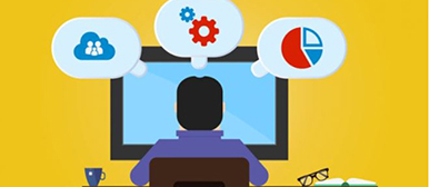 Illustration Mann vor Computer