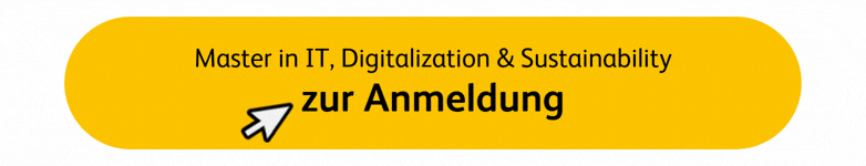 Gelber Kasten mit dem Text „Masterstudiengang ITZ, Digitalizatrion & Sustainability