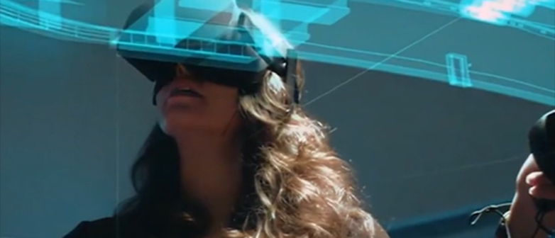 Frau im virtuellen Raum