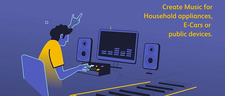 Screenshot der Animation im Video zum Master-Studiengang Music and Digital Creation. 