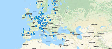 Screen shot Weltkarte mit Partnerhochschulen Musik