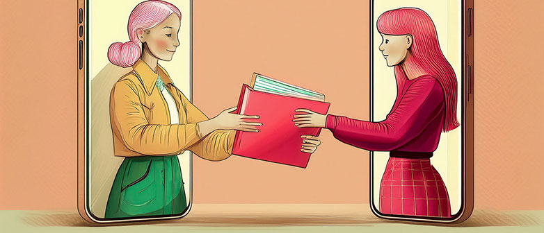 Zwei Frauen schütteln sich die Hand